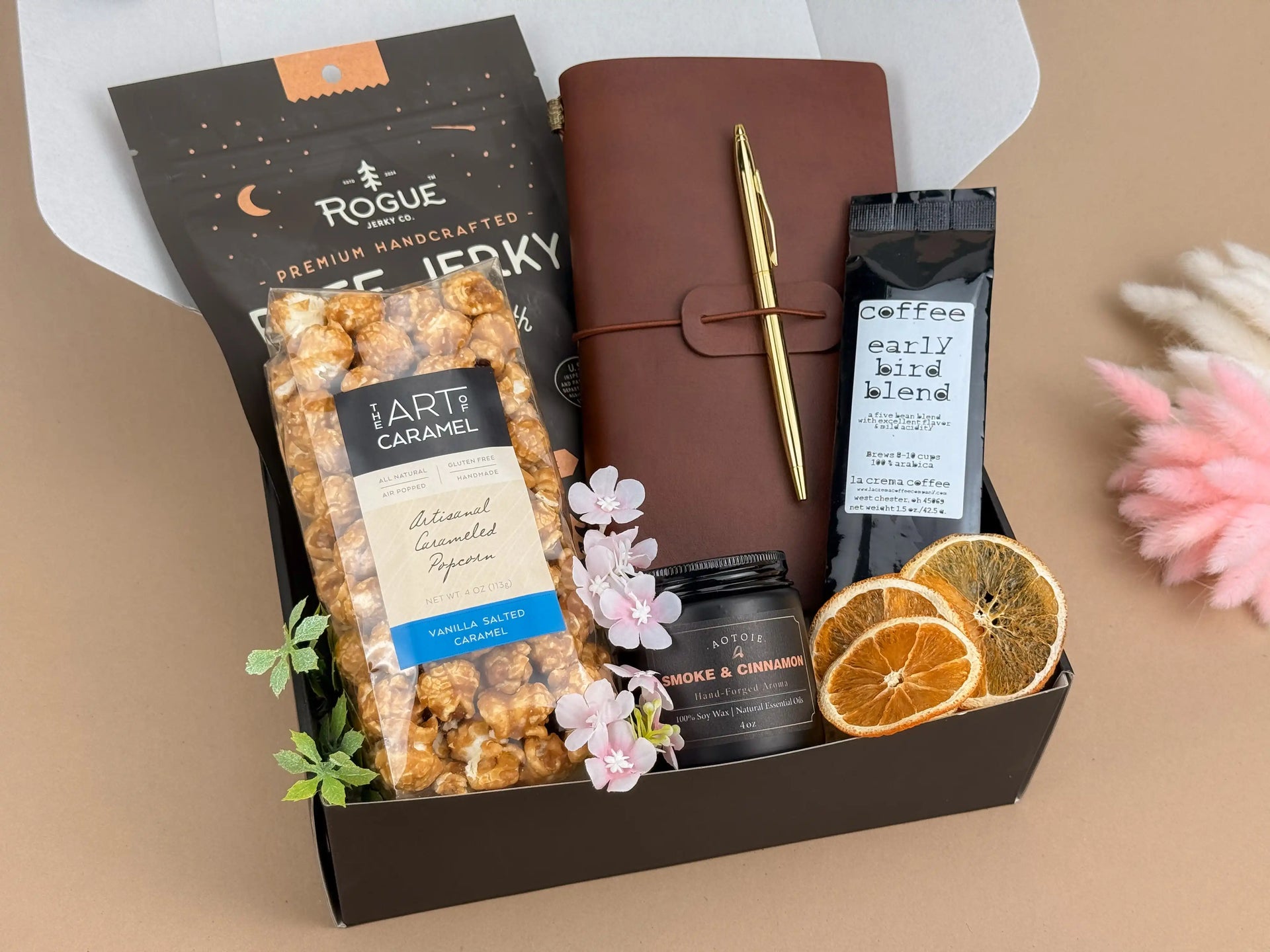 Men’s Discovery Gift Box — Leather Journal, Coffee & Snacks 2