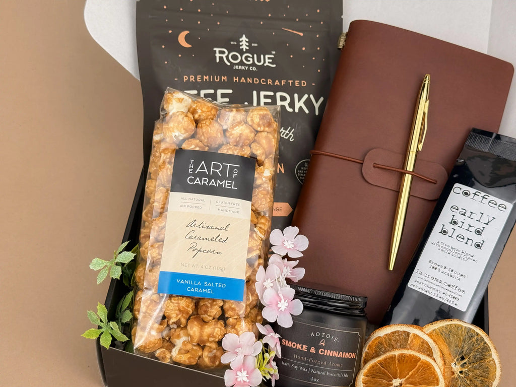 Men’s Discovery Gift Box — Leather Journal, Coffee & Snacks 3