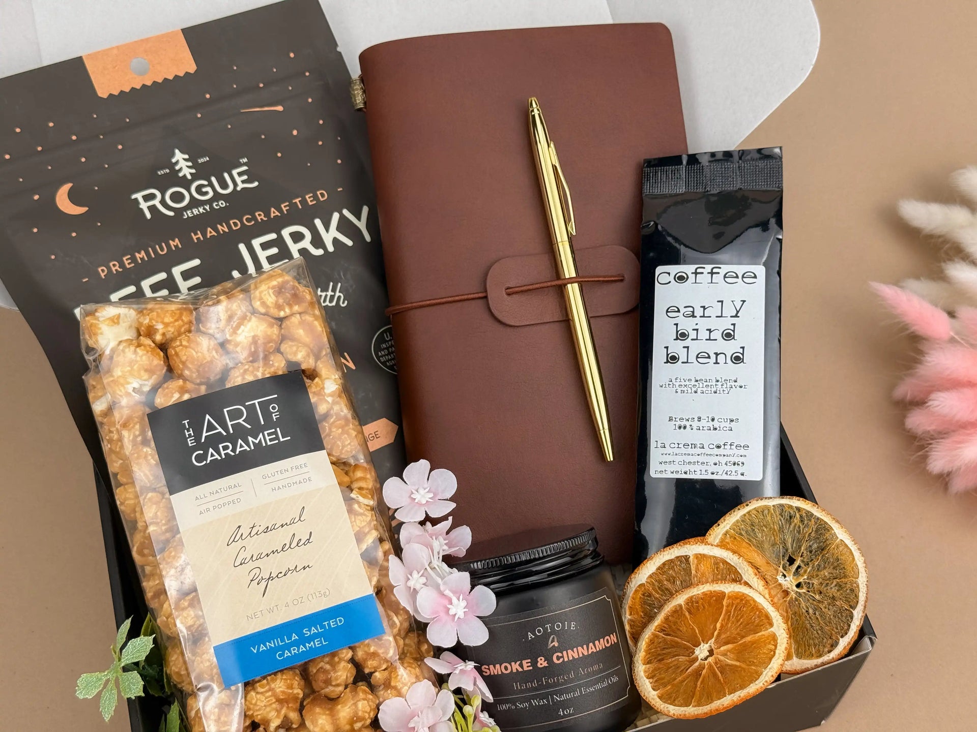 Men’s Discovery Gift Box — Leather Journal, Coffee & Snacks 4
