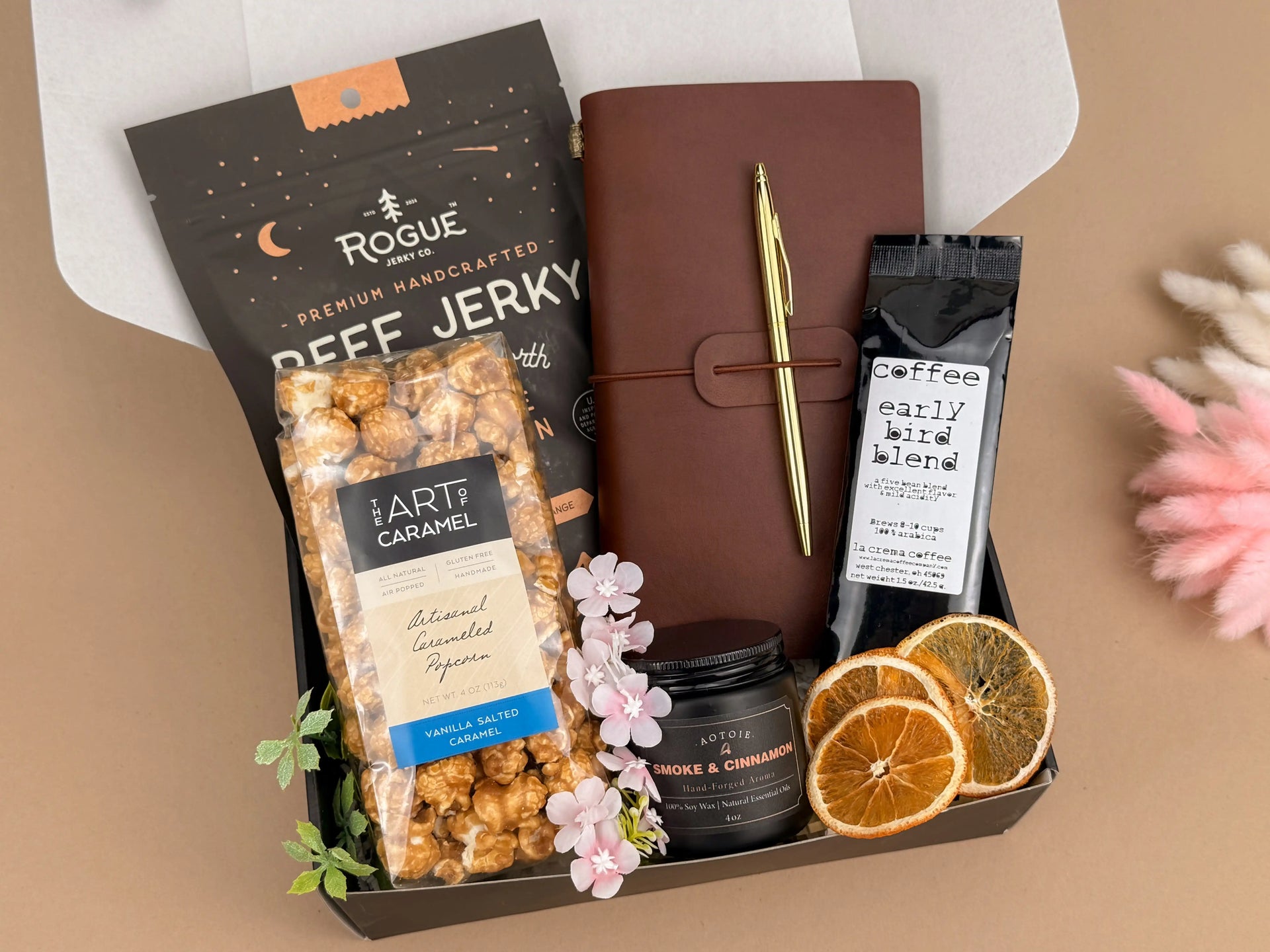 Men’s Discovery Gift Box — Leather Journal, Coffee & Snacks