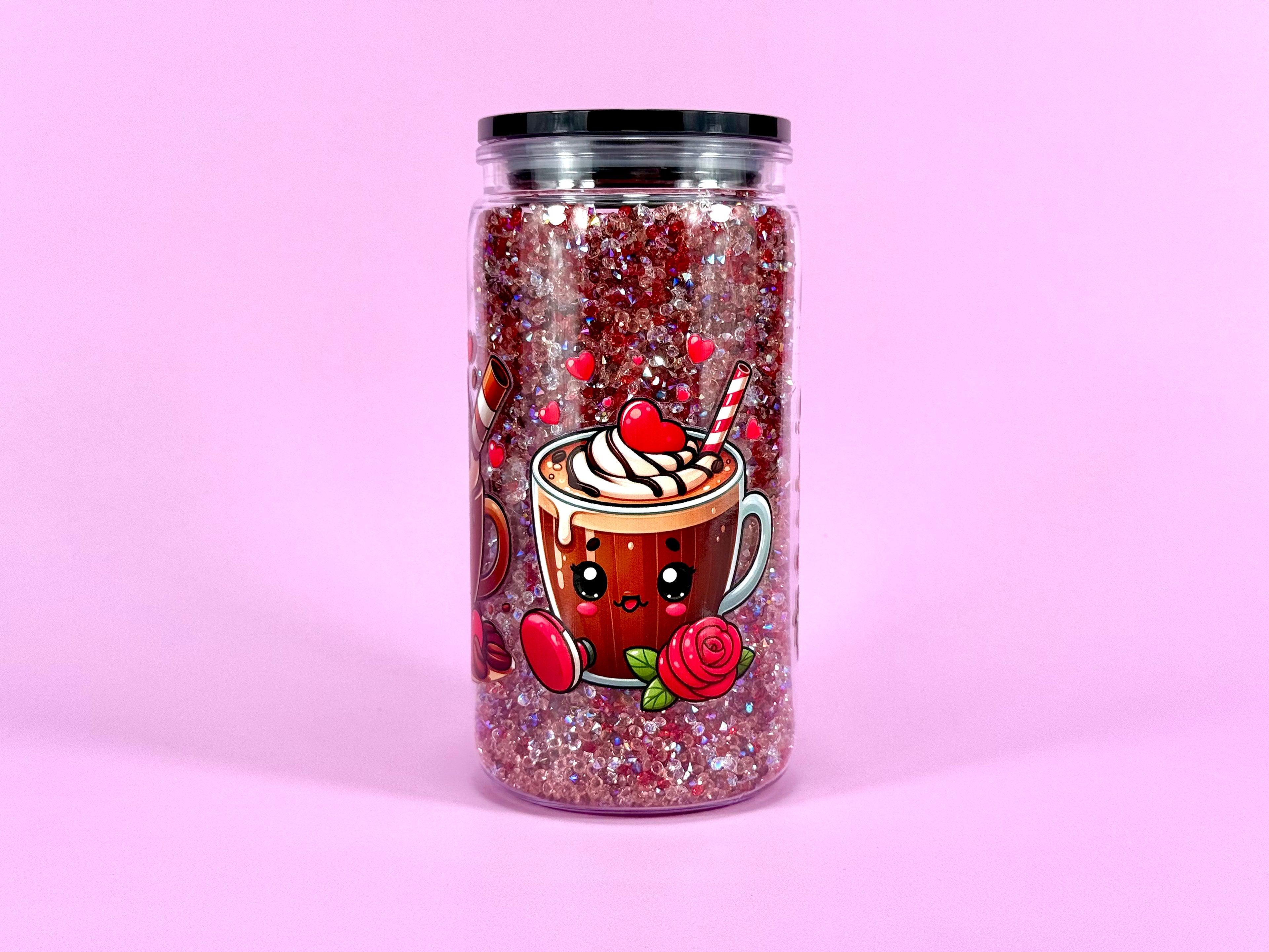 Latte Acrylic Tumbler Cup: Crystal Stones & Reusable Straw - 16 oz