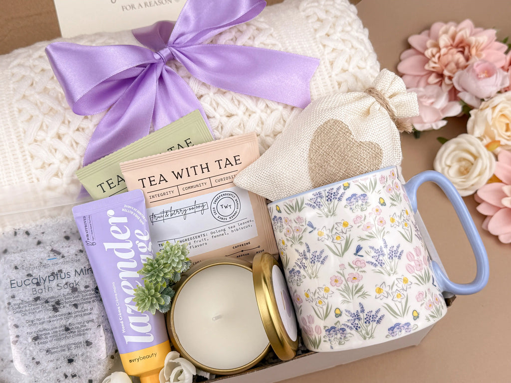 Lavender Relaxation Gift Basket – Cozy Blanket, Spa Gift Basket & Calming Bath Salts 3