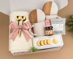 Luxury Couples Gift Set – 50x60 Cozy Blanket, 2 Ceramic Mugs, 2 Gold Spoons, Tea & Shortbread – Elegant Wedding or Anniversary Gift Box for Two 2