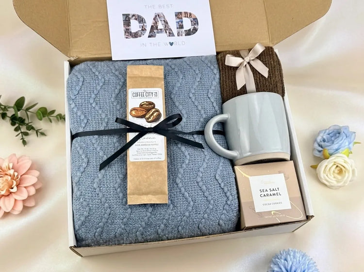 Luxury Father’s Day Gift Box for Dad – Mug, Jerky & Coffee Cookies | Cozy Hug in a Box