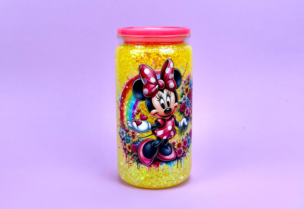 Minnie Mouse Snow Globe Tumbler 16oz — Lid & Straw