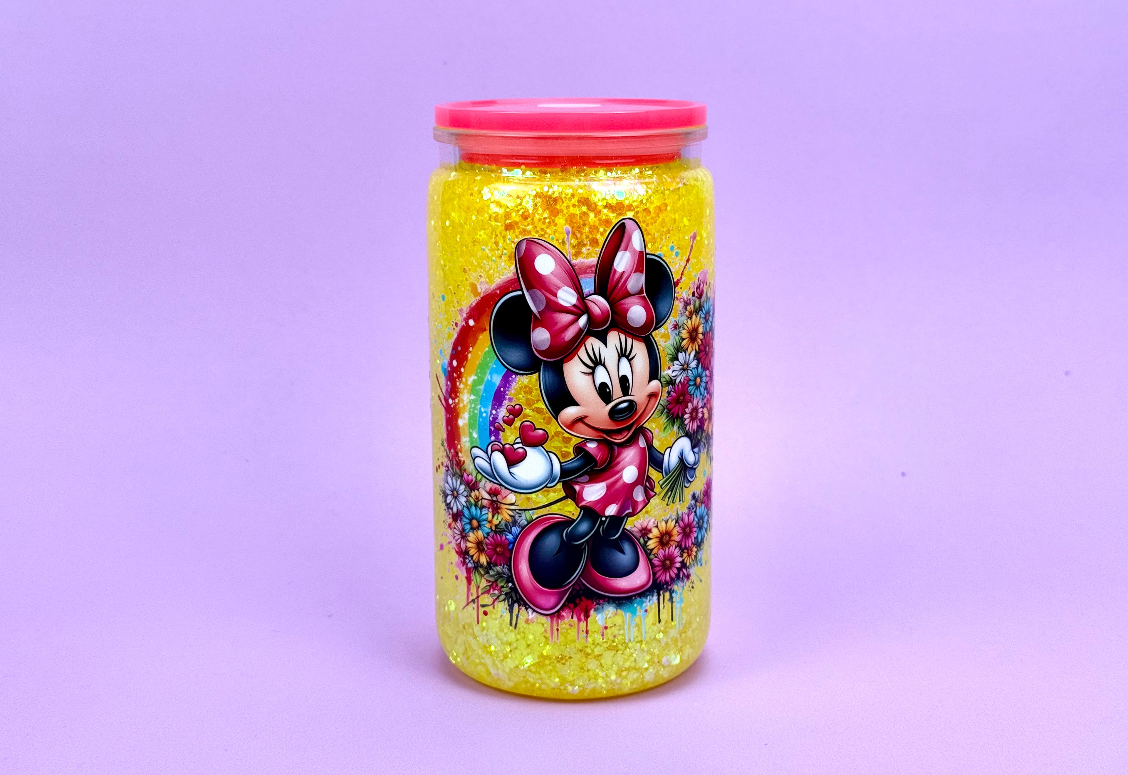 Minnie Mouse Snow Globe Tumbler 16oz — Lid & Straw