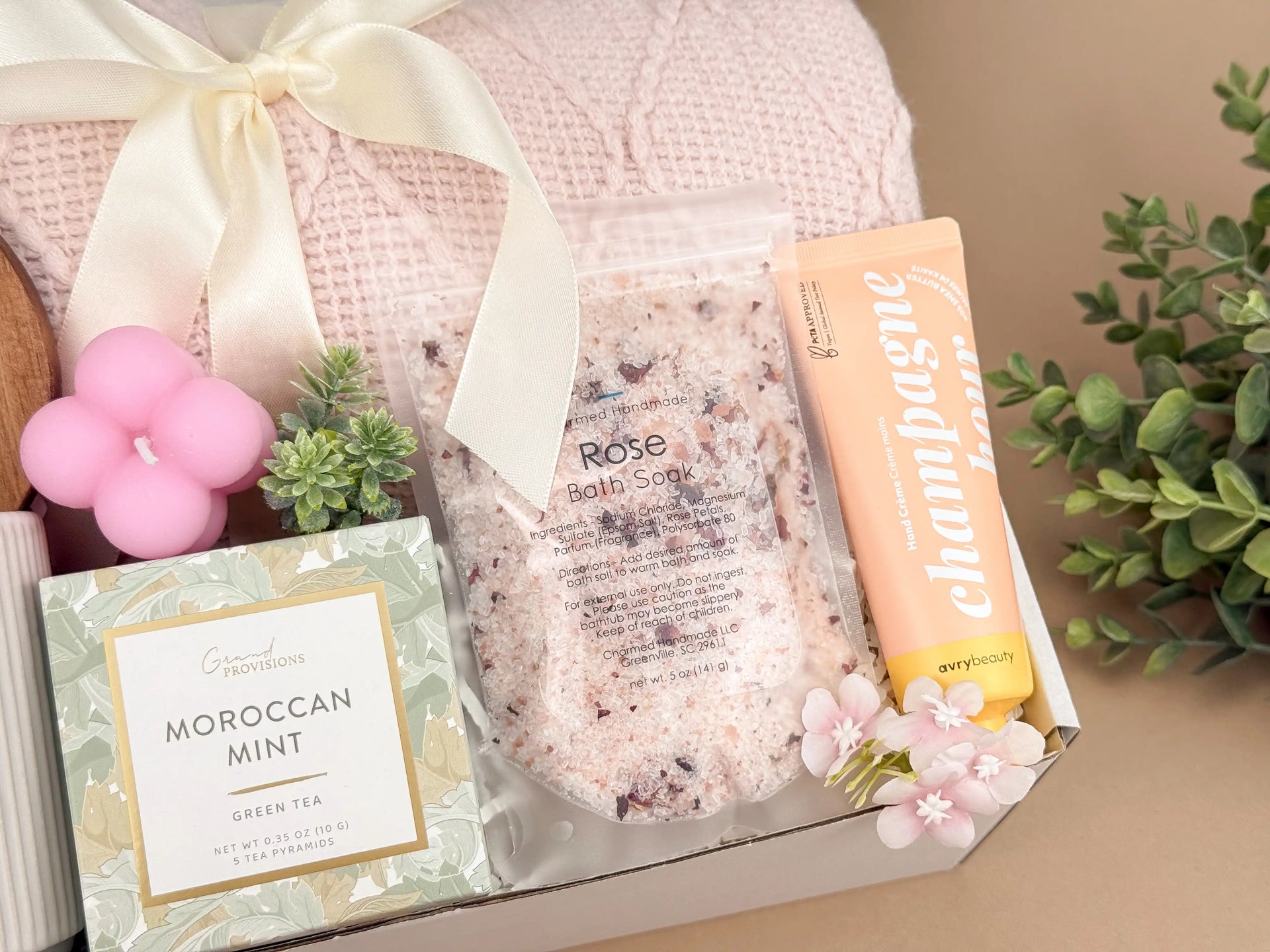 Moms Spa and Tea Gift Box with 50x60 Blanket, Mug and Gold Spoon – Luxury Self Care Birthday Gift for Women or Mothers Day 4