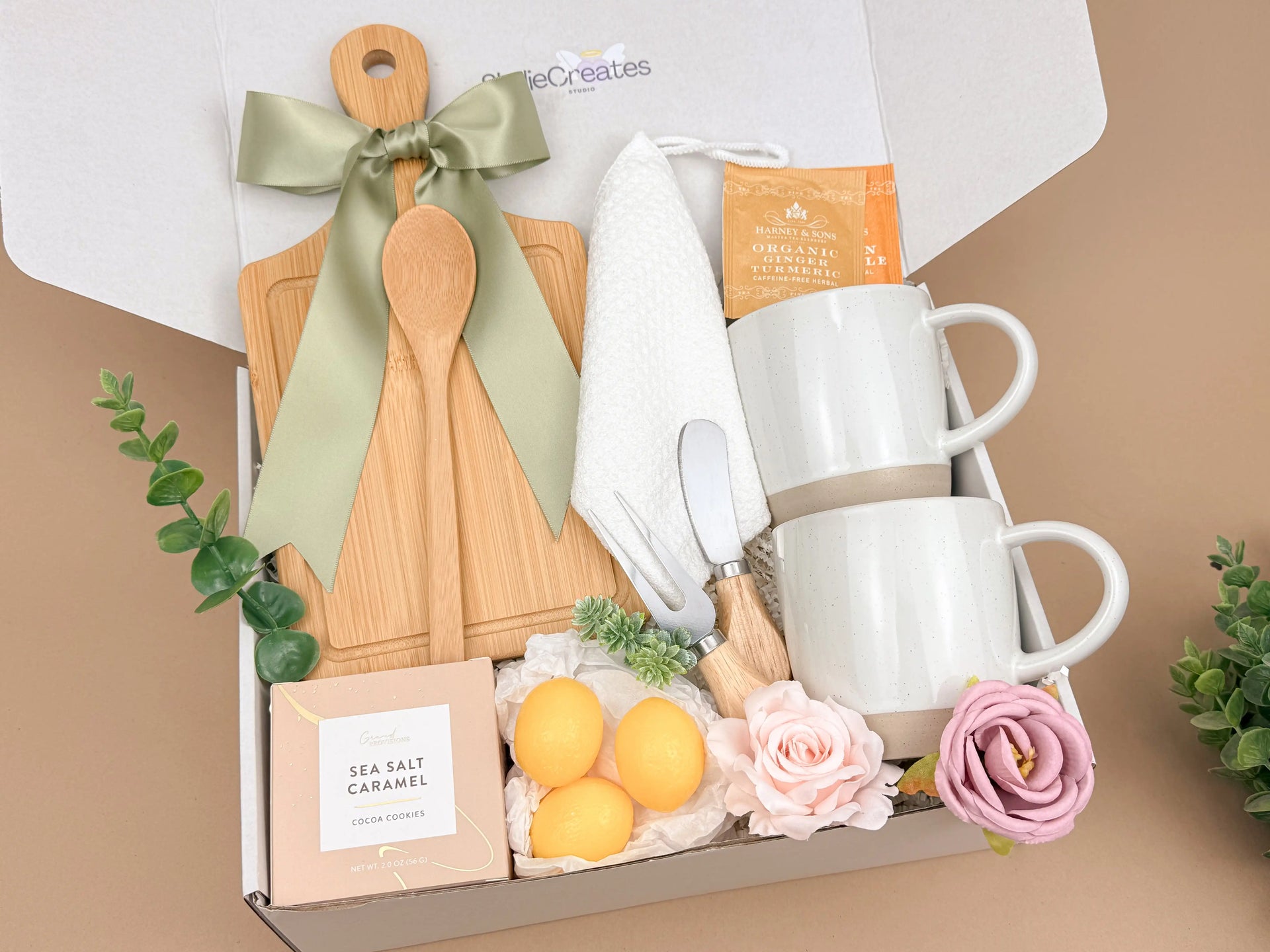 New Home Blessing Gift Box with Bamboo Cutting Board & Mugs Image 1