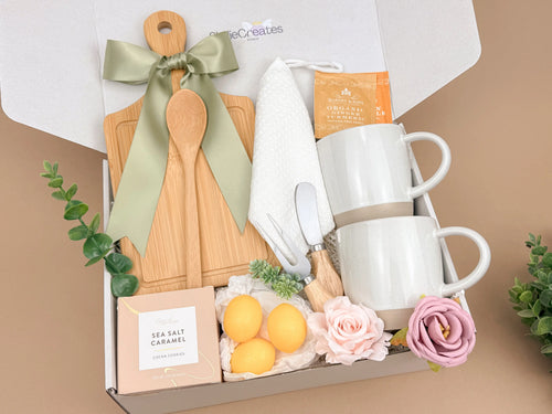 New Home Blessing Gift Box with Bamboo Cutting Board & Mugs Image 1