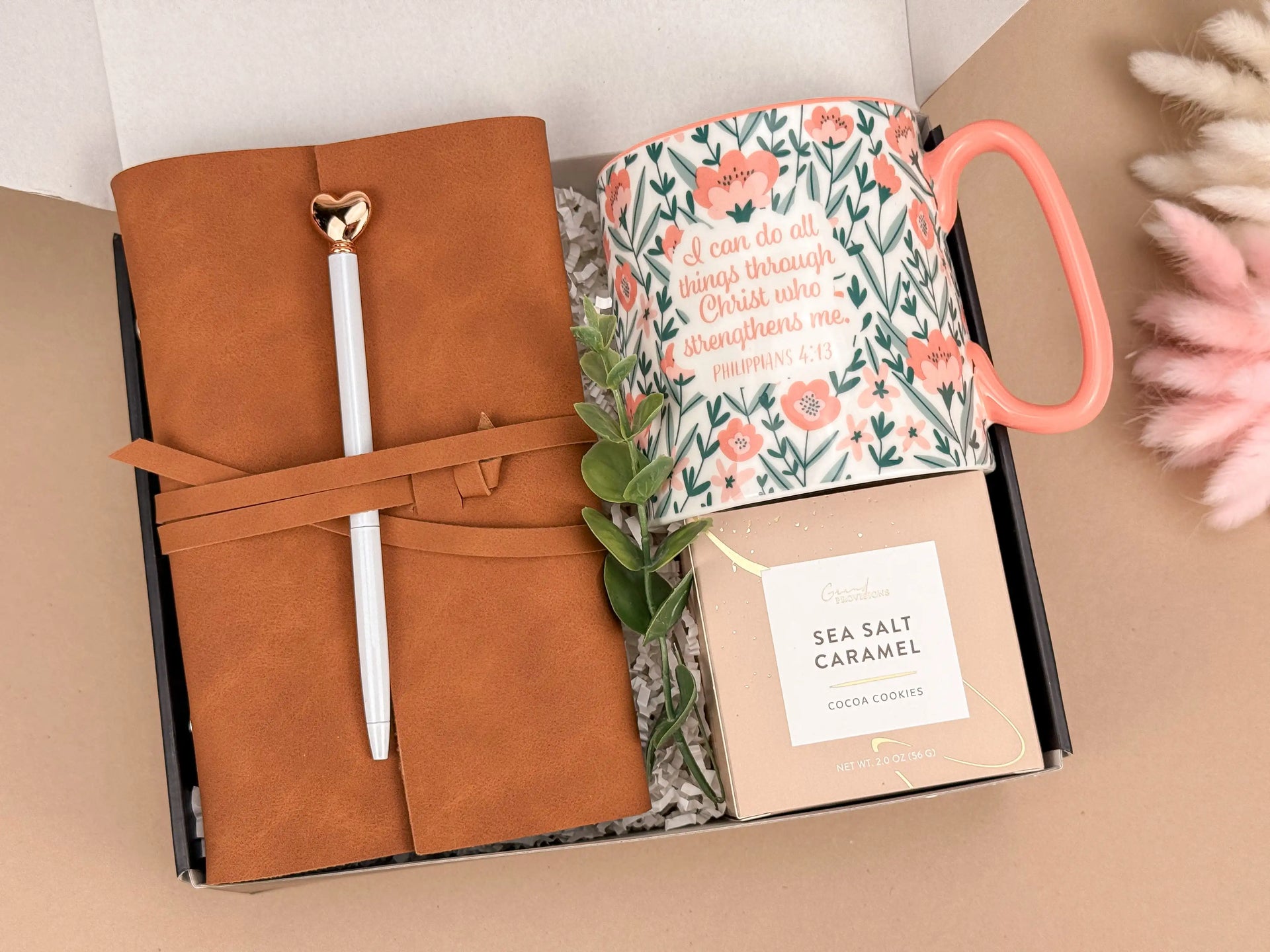 Personalized Coworker Gift Box with Leather Notebook, Custom Mug & Gourmet Cookies