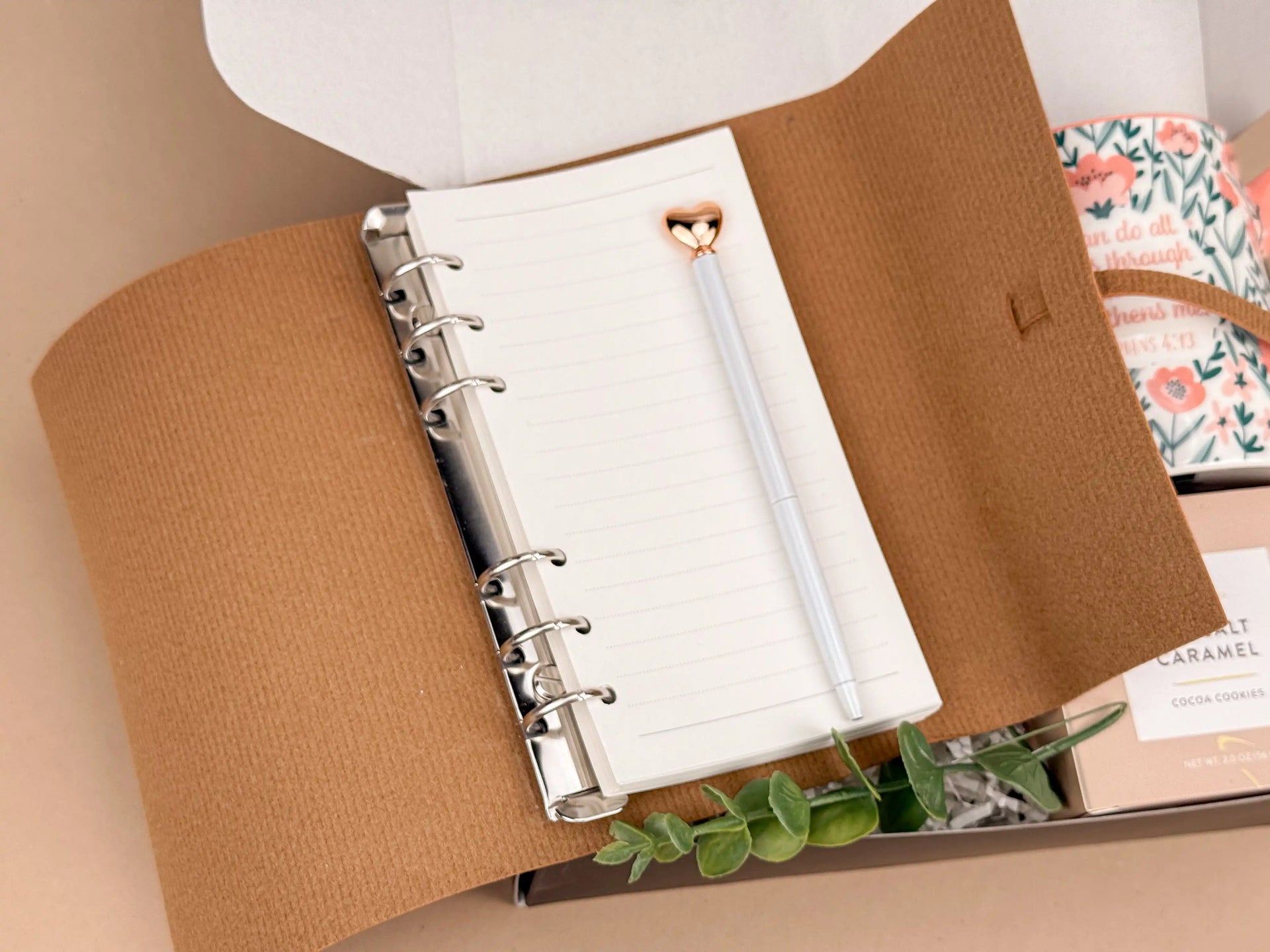 Personalized Coworker Gift Box with Leather Notebook, Custom Mug & Gourmet Cookies 2