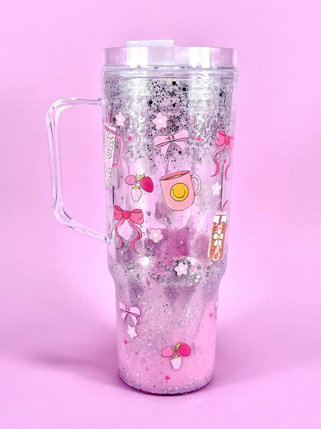 Pink Acrylic Lava Drill Tumbler with Handle 40oz