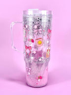Pink Acrylic Lava Drill Tumbler with Handle 40oz