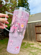 Pink Acrylic Lava Drill Tumbler with Handle 40oz street