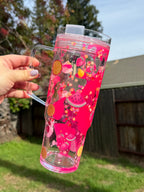 Pink Fruits Lava Drip Tumbler with Handle 40oz