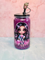 Purple Glam Tumbler: 16 oz Acrylic Cup with Lid & Straw