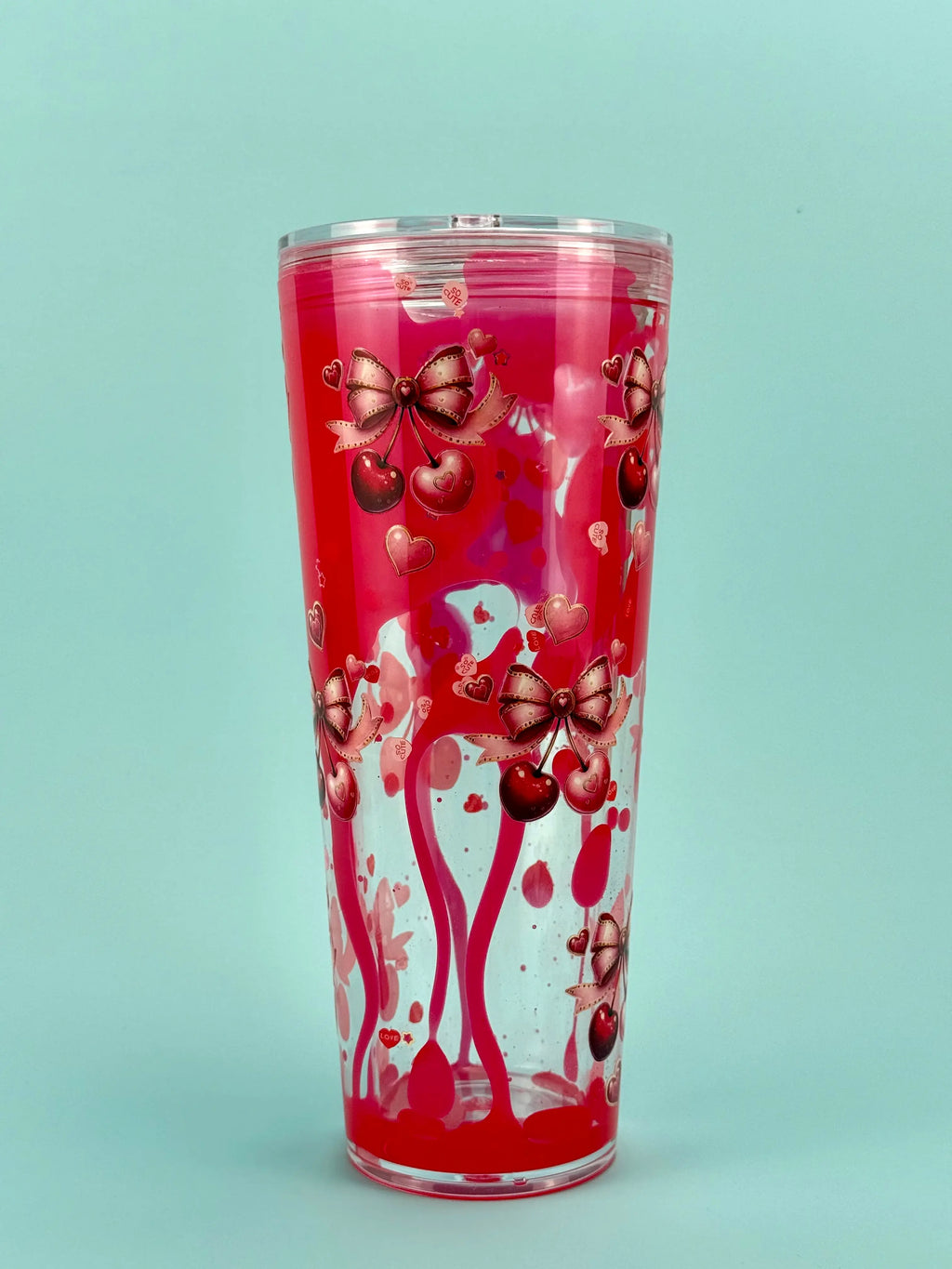 Red Cherry Lava Drip Snow Globe Cup 24oz