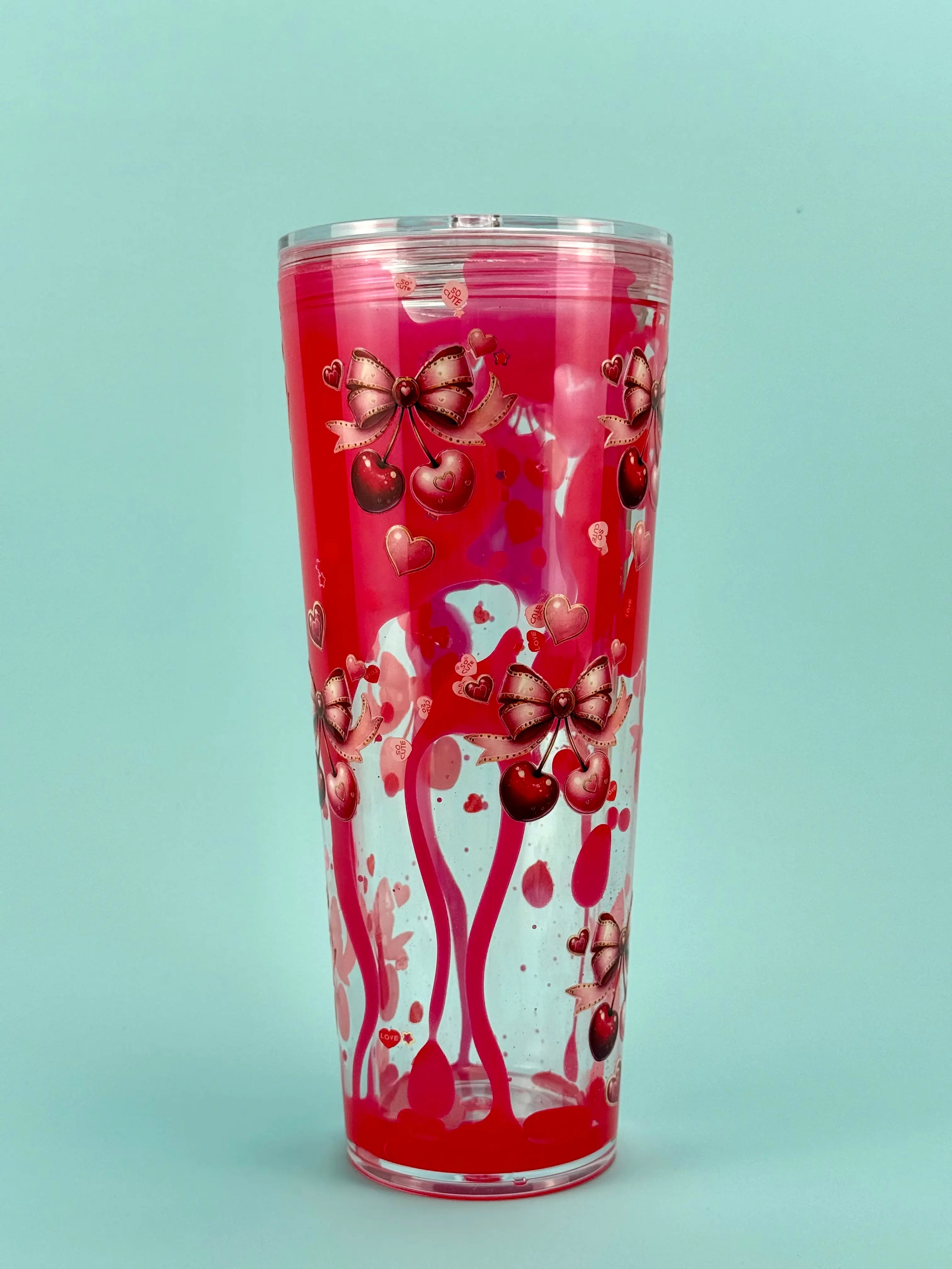 Red Cherry Lava Drip Snow Globe Cup 24oz