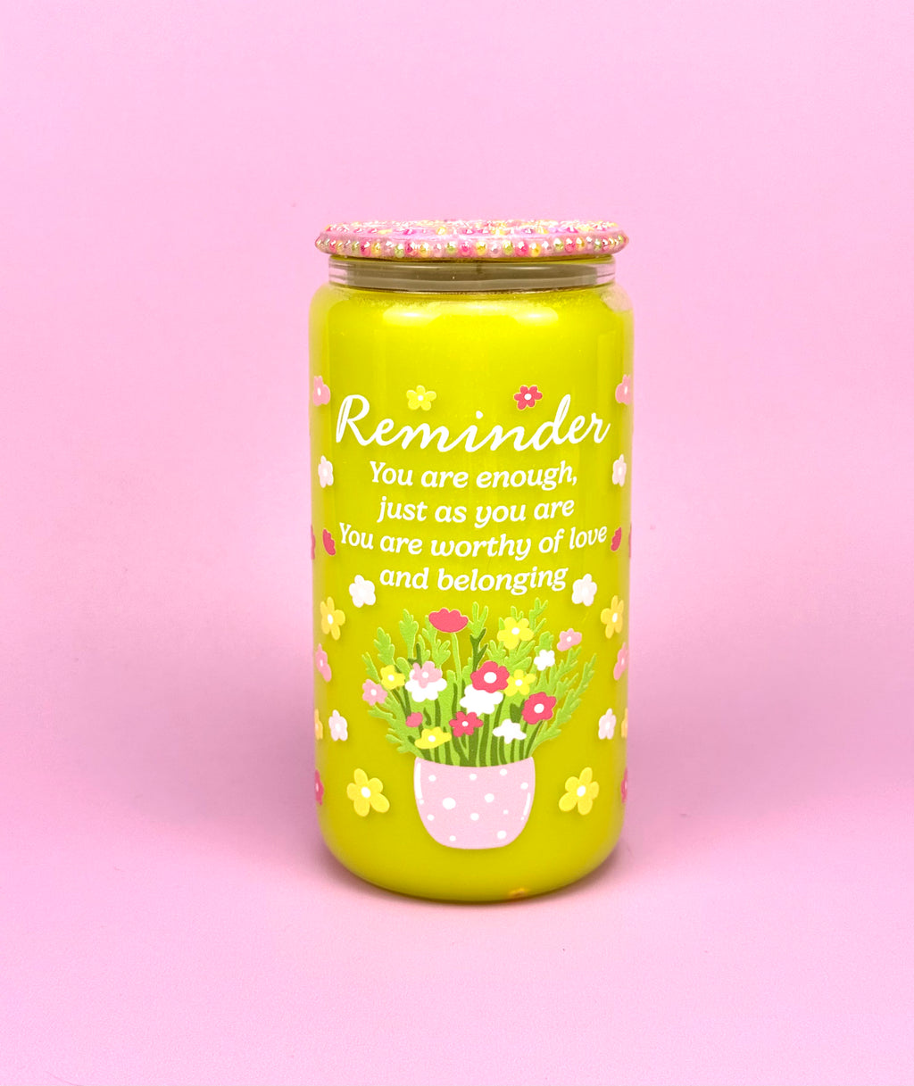 Reminder Glass Cup 16oz — Lid & Straw main