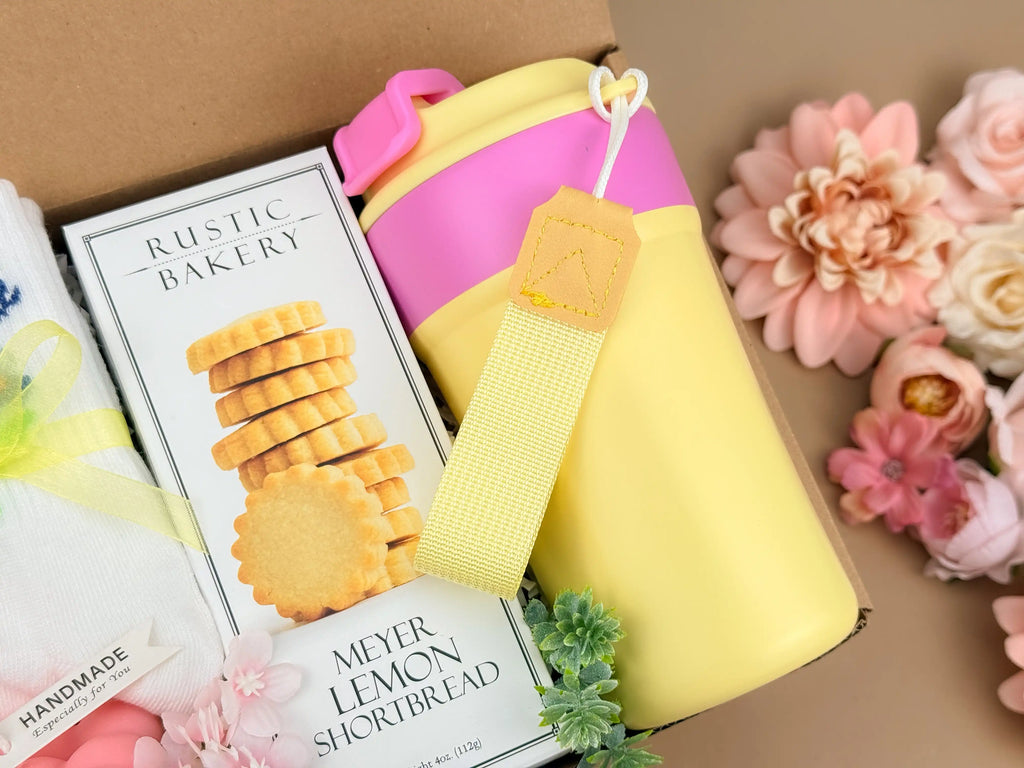 Self Care Gift Box for Her – Spa Set with Candle, Tumbler, Socks & Lemon Cookies 5