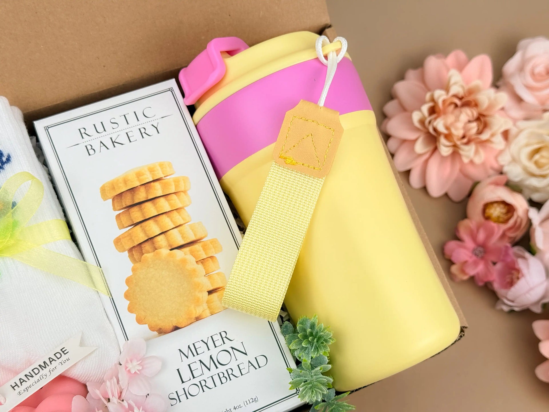 Self Care Gift Box for Her – Spa Set with Candle, Tumbler, Socks & Lemon Cookies 5