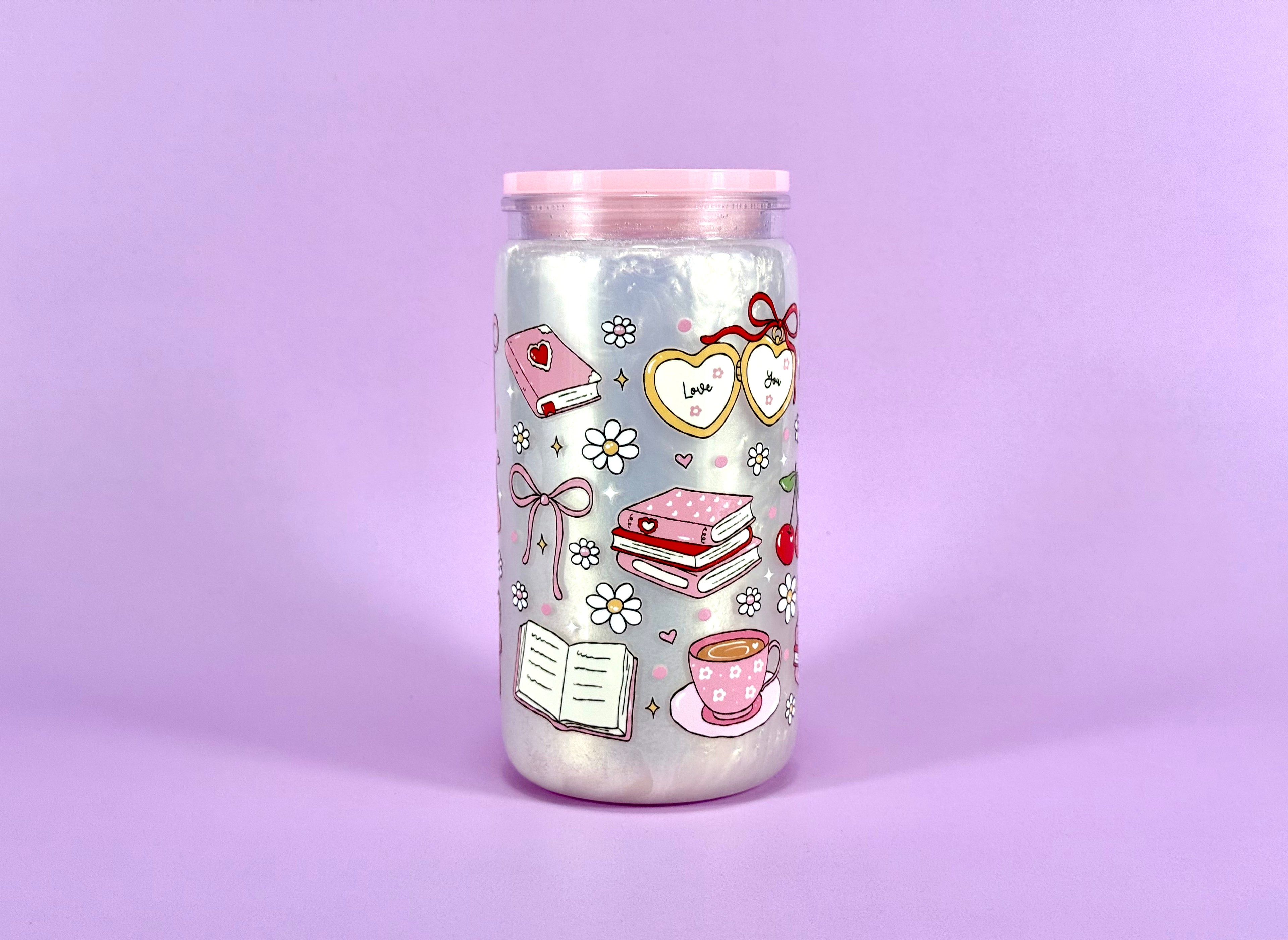 Snow Globe Acrylic Tumbler: Bloom & Brew, Reusable Iced Coffee Cup 16 oz