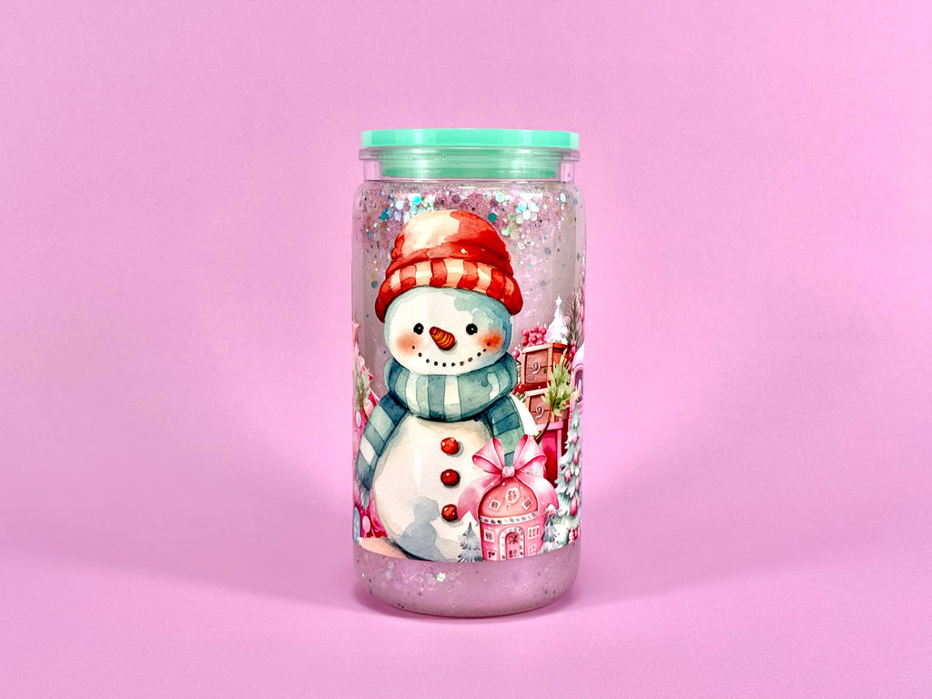 Snowman Tumbler: 16 oz Acrylic Cup with Reusable Straw