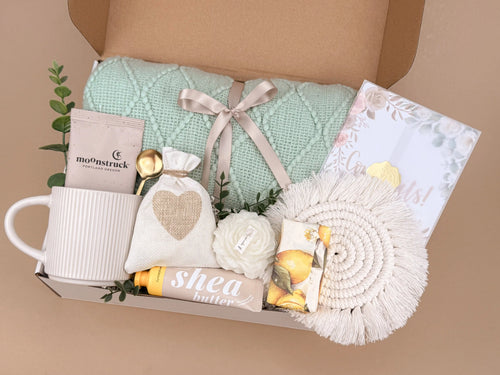 Snuggle Sip Gift Box – Cozy Gift Basket with Blanket, Mug, Cocoa & Hand Cream Set | Human-to-Human Connection 2