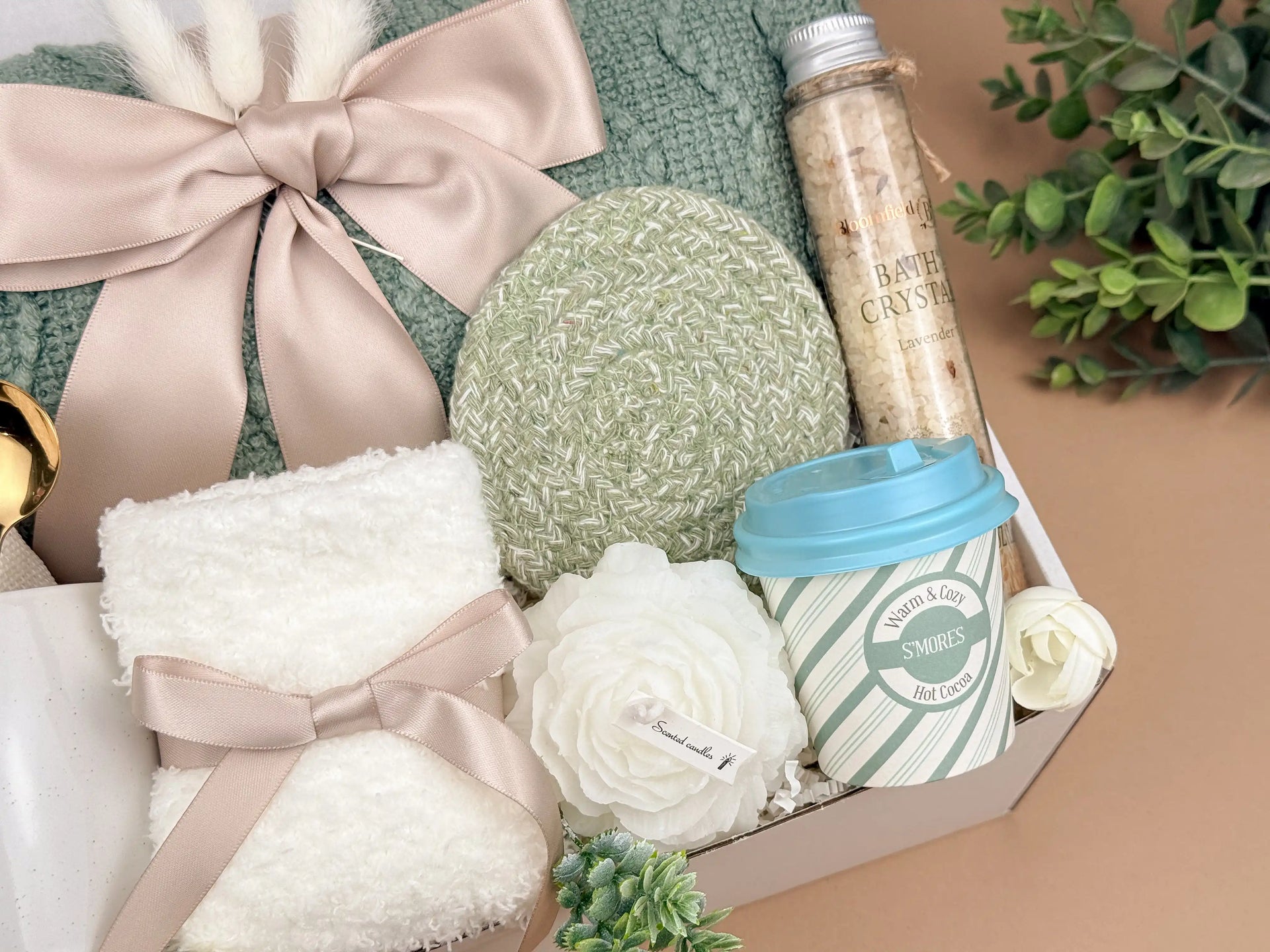 Soft Sage Gift Box — Self-Care Blanket, Mug & Treats Image 4