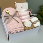 Soft Pink Handmade Gift Box – Cozy Comfort, Thinking of You, Self-Care Essentials, Blanket, Mug & Cocoa 7742