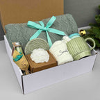 Soft Sage Handmade Gift Box – Cozy Comfort, Thinking of You, Self-Care Essentials, Blanket, Mug & Treats 7724