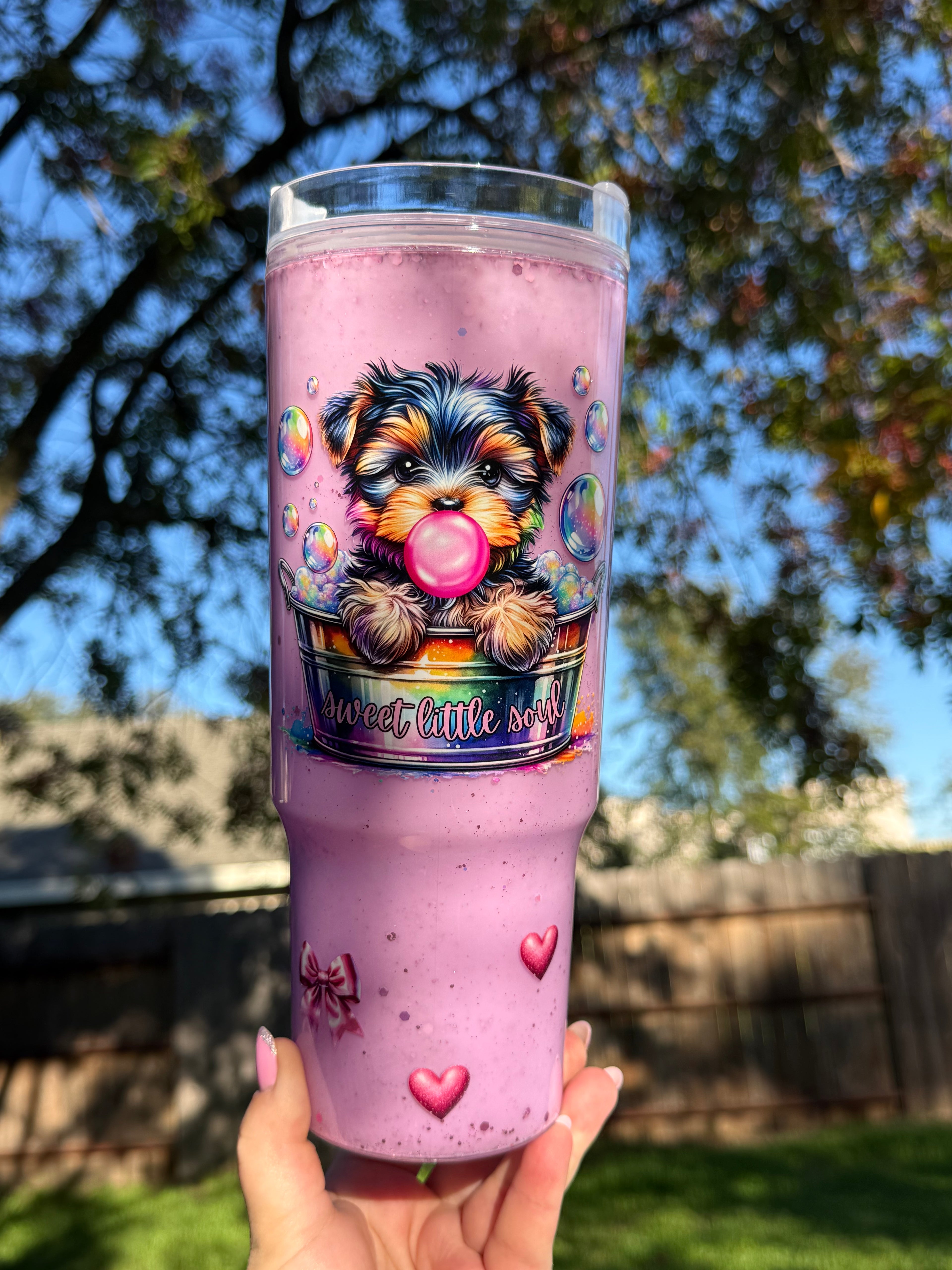 Sweet Dog Mama Gift Snow Globe Cup with Handle 40oz Outside