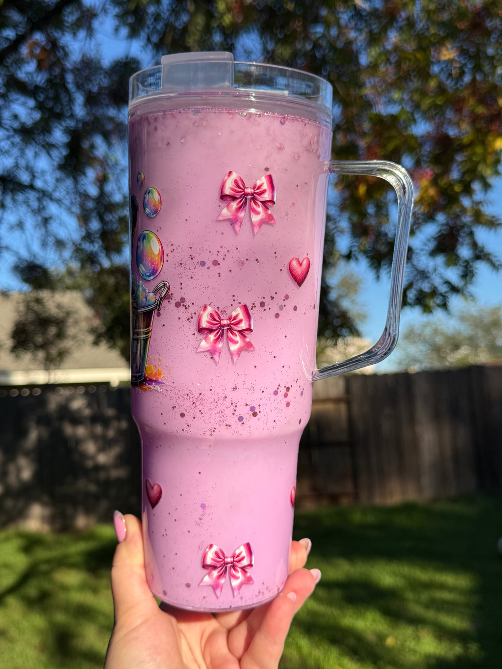 Sweet Dog Mama Gift Snow Globe Cup with Handle 40oz Outside