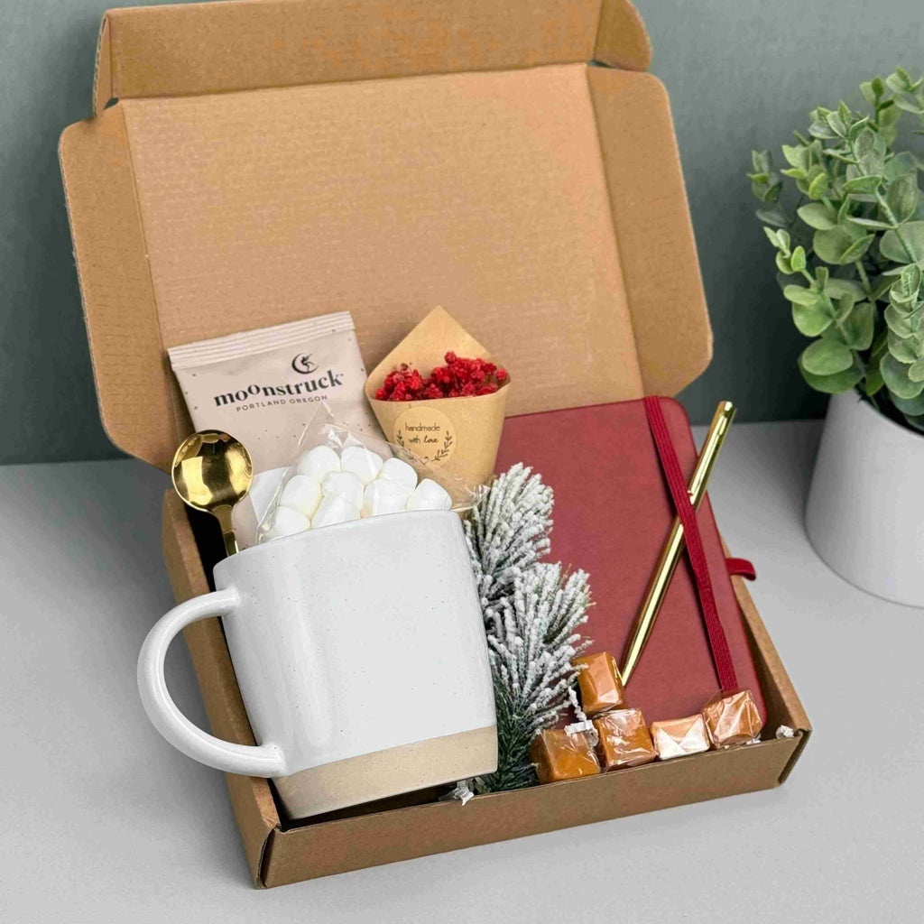 Sweet Moments Gift Box for Loved Ones, Friends & Colleagues – Hot Cocoa, Mug, Notebook & Treats, Perfect Thinking of You Gift