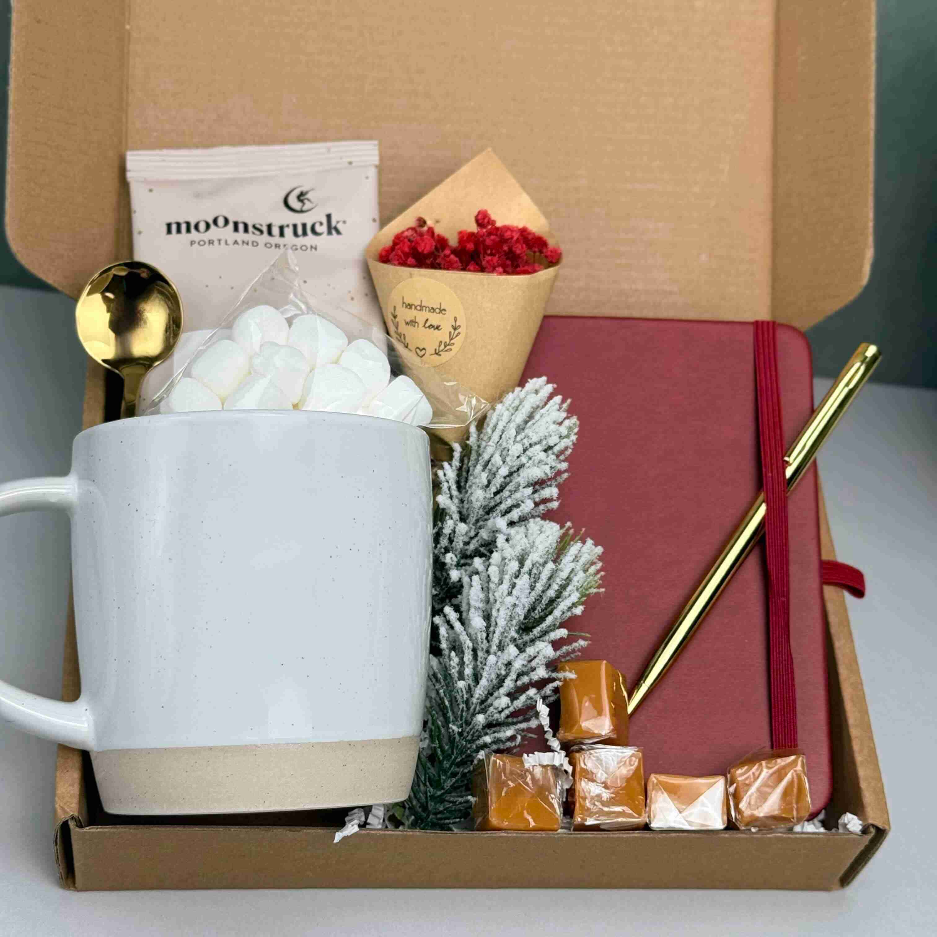 Sweet Moments Gift Box for Loved Ones, Friends & Colleagues – Hot Cocoa, Mug, Notebook & Treats, Perfect Thinking of You Gift 7855
