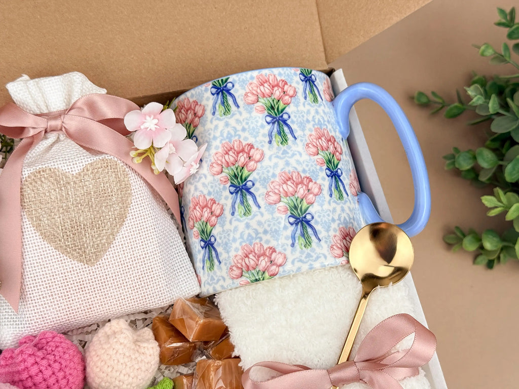 Thank You For Helping Me Grow Gift Box – Mug, Candle, Tea, Cozy Socks & Crocheted Tulips Image 3