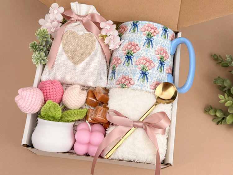 Thank You For Helping Me Grow Gift Box – Mug, Candle, Tea, Cozy Socks & Crocheted Tulips image 2