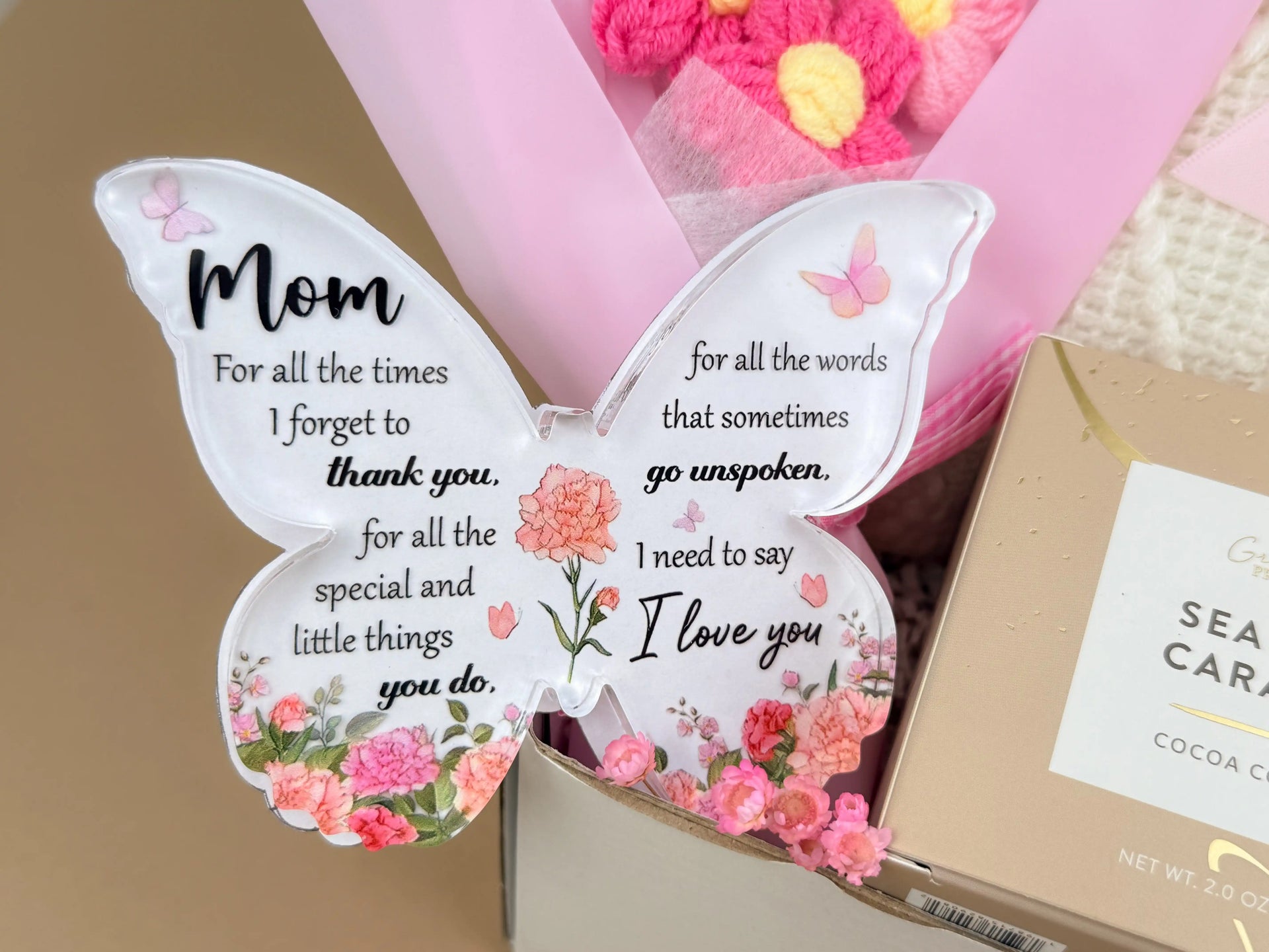 Thoughtful Mother’s Day Gift Box | Blanket, Crochet Flowers, Mug, Cookies, Tea 5