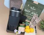 Ultimate Mens Gift Box with 17oz Steel Tumbler, Artisanal Beef Jerky, Notebook and Pen Set – Curated Self-Care and Coffee Gift for Him 4