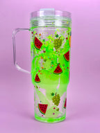 Watermelon and Grapes Lava Drip Tumbler with Handle 40oz vertical