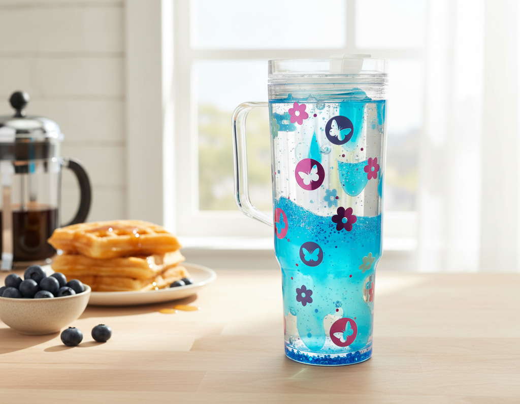 Blue Lava Drip Tumbler with Handle 40oz