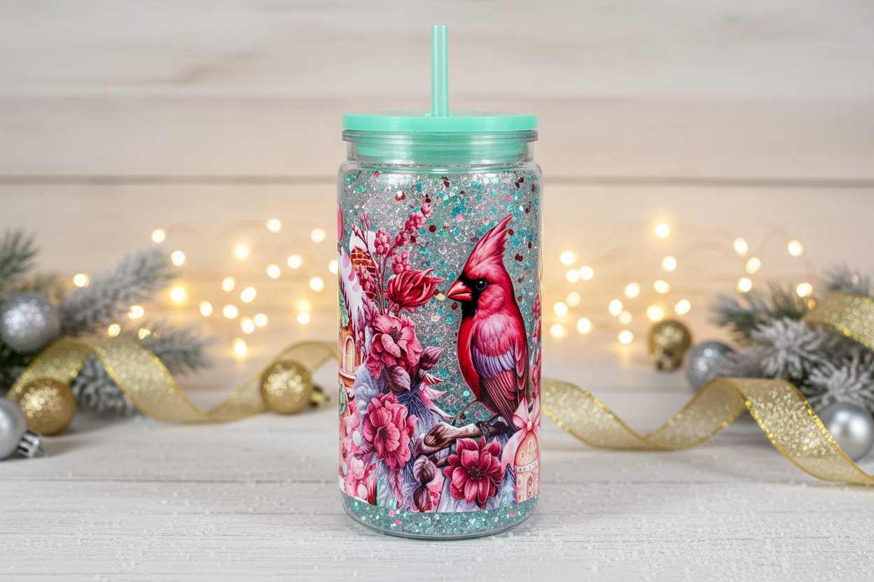Christmas Bird Crystal Acrylic Tumbler