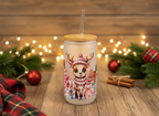 Christmas Deer Matte Glass Cup