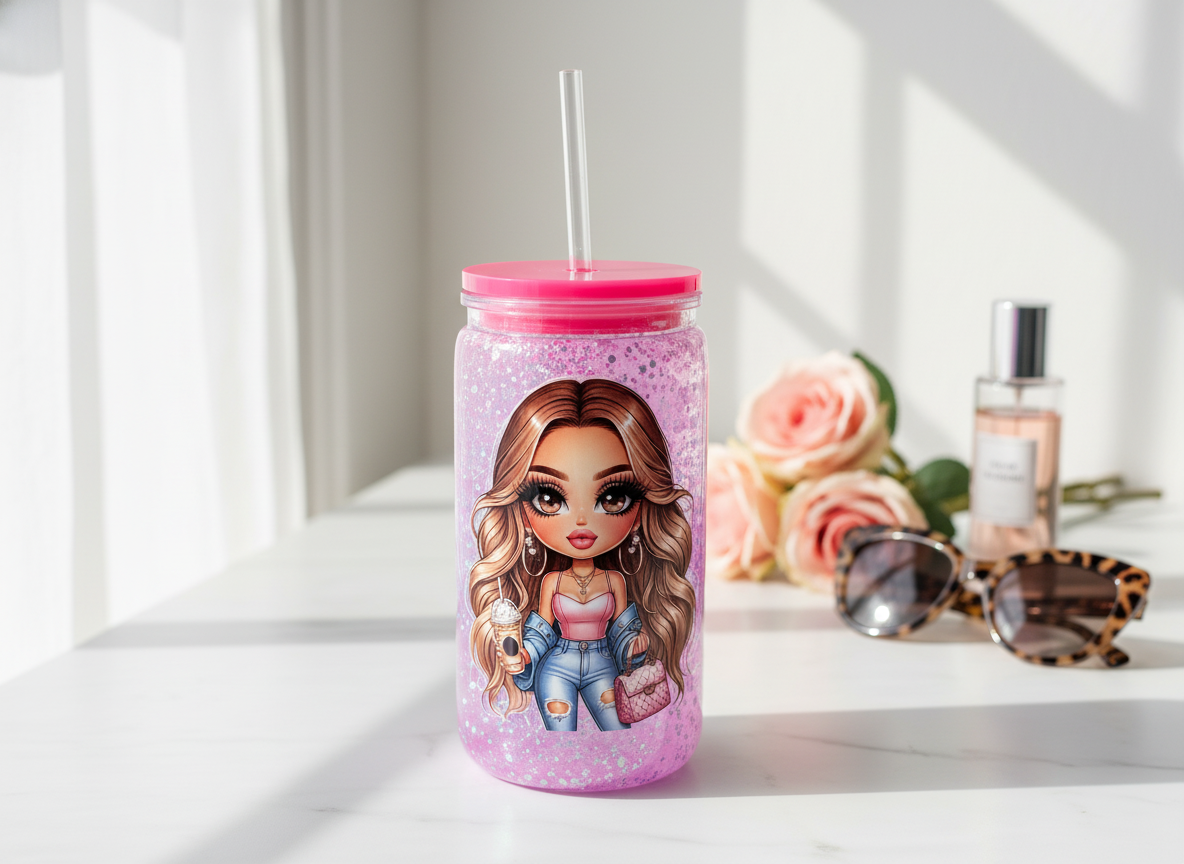 Fashionable Girl Pink Iridescent Tumbler
