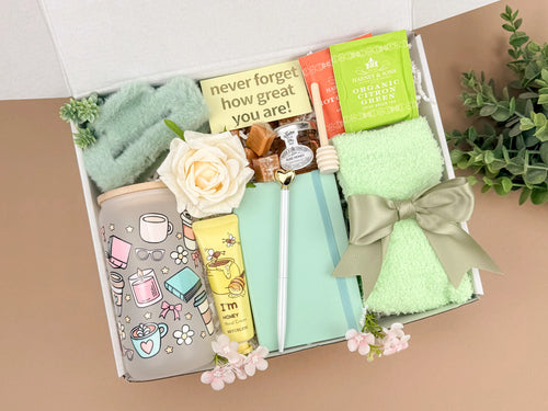 Self Care Gift Boxes – Tea Sampler & Tumbler Set for Her