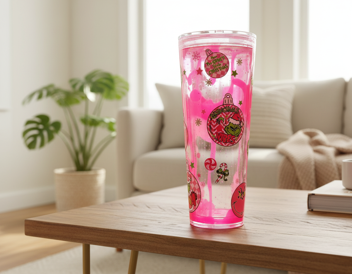 Grinch Tumbler - Larger in Room Setting