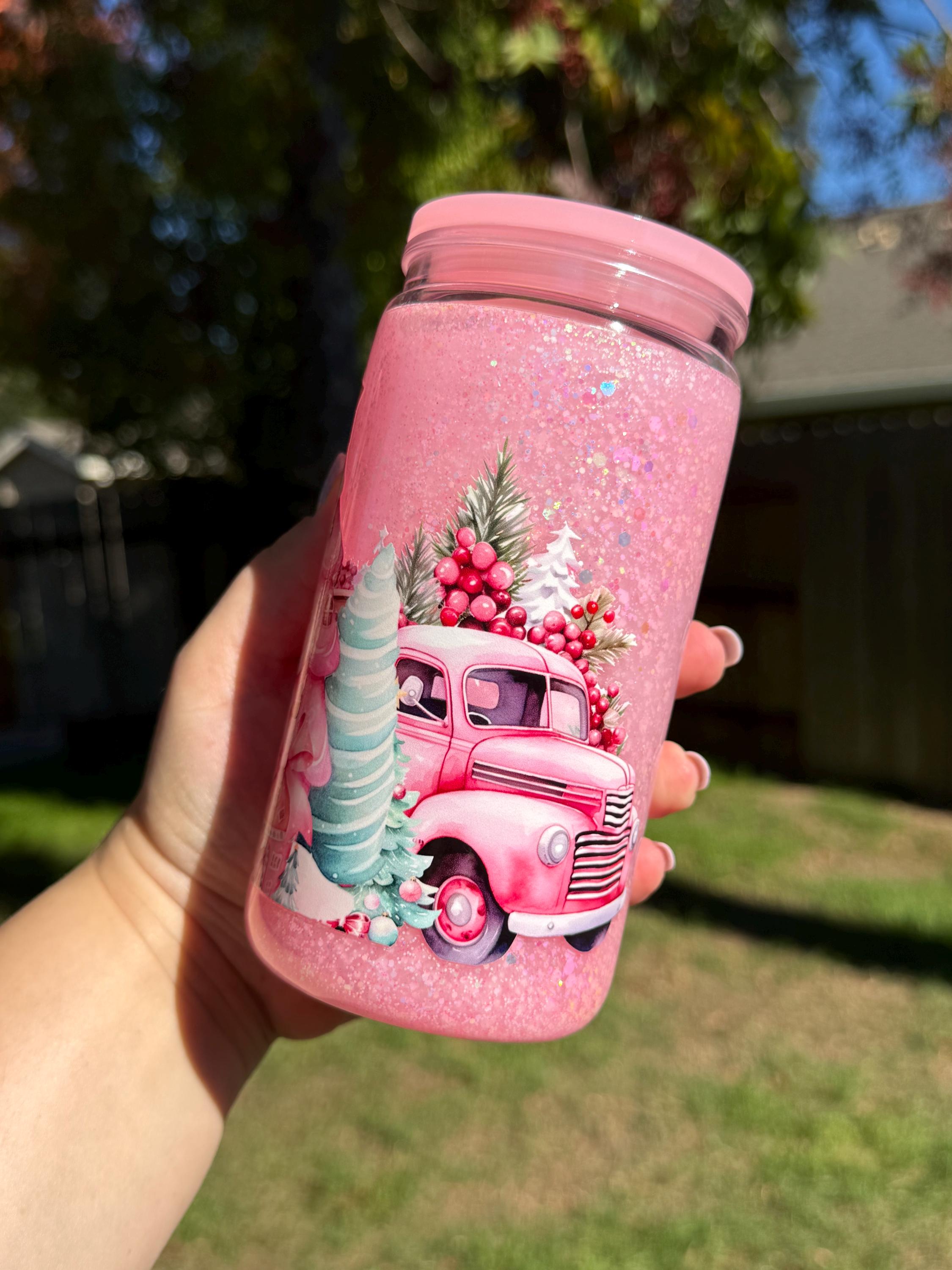 Christmas Tree Tumbler, Festive Acrylic Cup with Lid & Straw