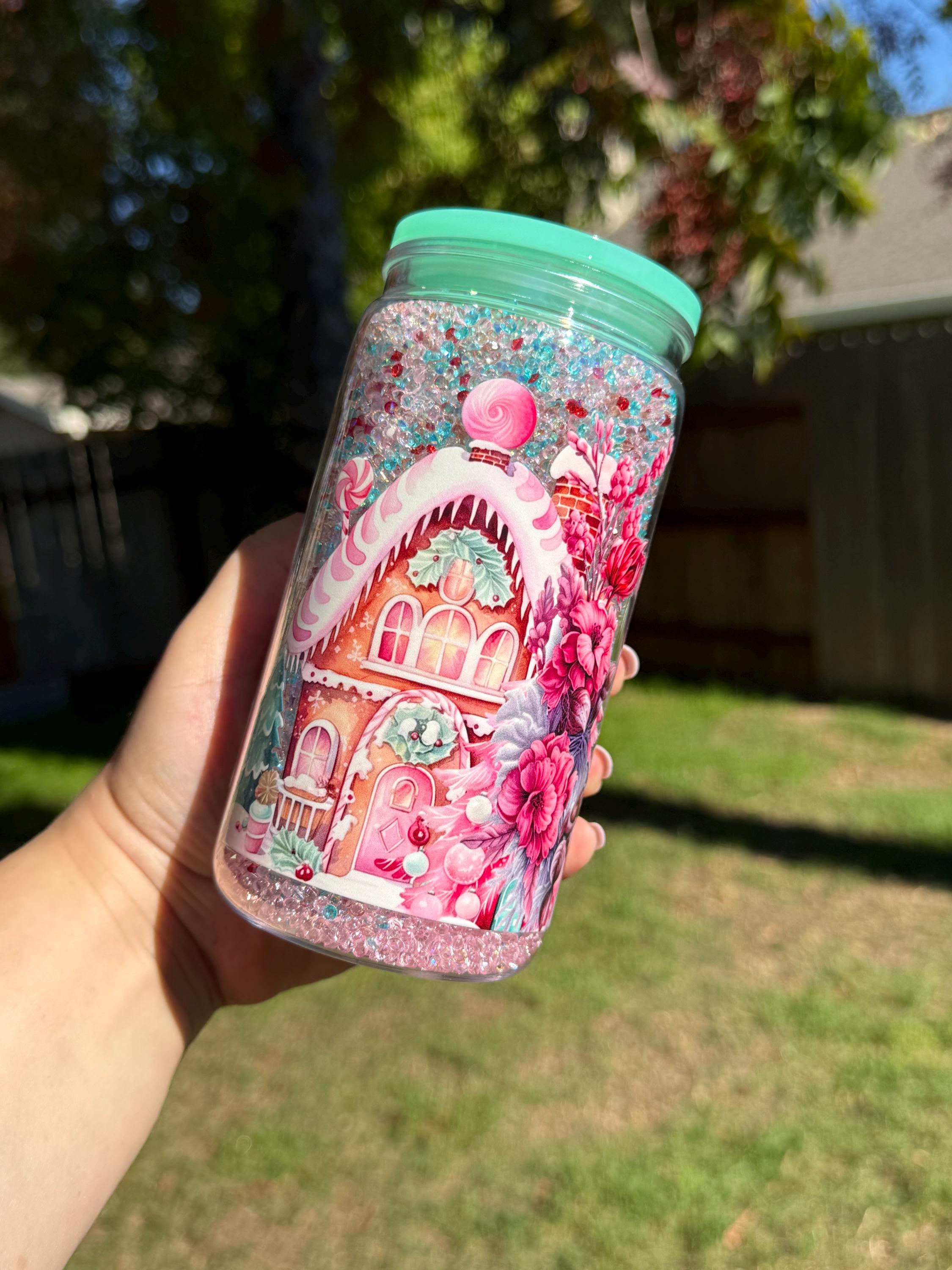 Christmas Bird Crystal Acrylic Tumbler: Sparkling Holiday Cup with Straw, 16 oz