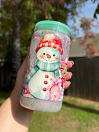 Snowman Tumbler: 16 oz Acrylic Cup with Reusable Straw