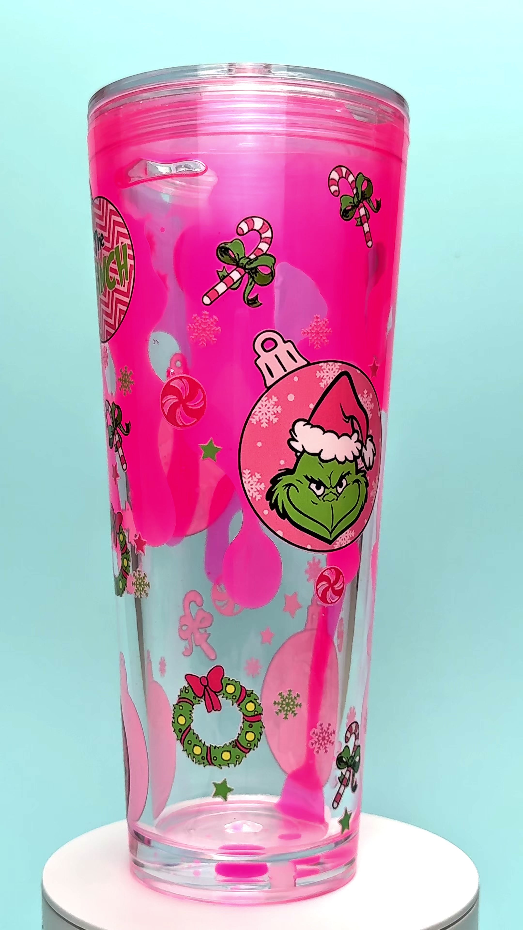 Grinch Stole Lava Drip Snow Globe Cup 24oz - Video